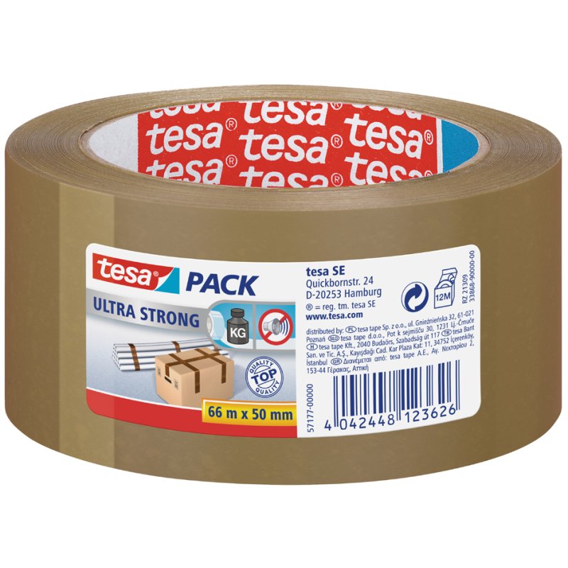 tesa tesapack Ultra Strong verpakkingstape, transparant, 50 mm × 66 m