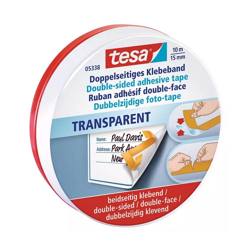 tesa double-sided photo mounting strips, 15 mm × 10 m, fleece