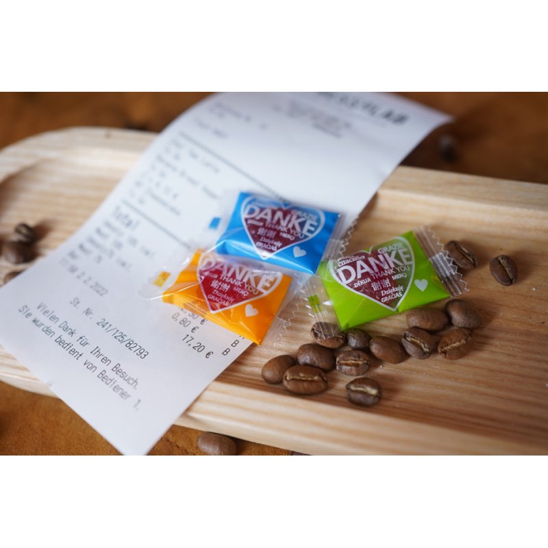 HELLMA heart sweets 'DANK JE WEL', cherry flavour, display pack, 200 pieces