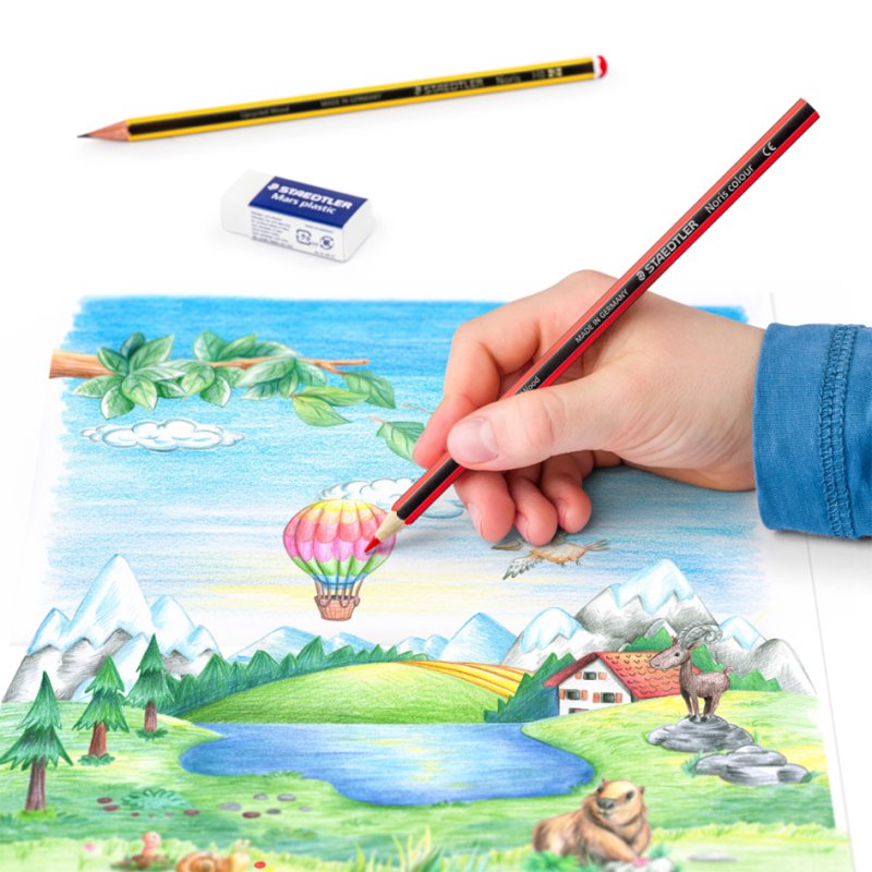 STAEDTLER crayons de couleur Noris Colour pack bonus, 12 pièces, bois recyclé