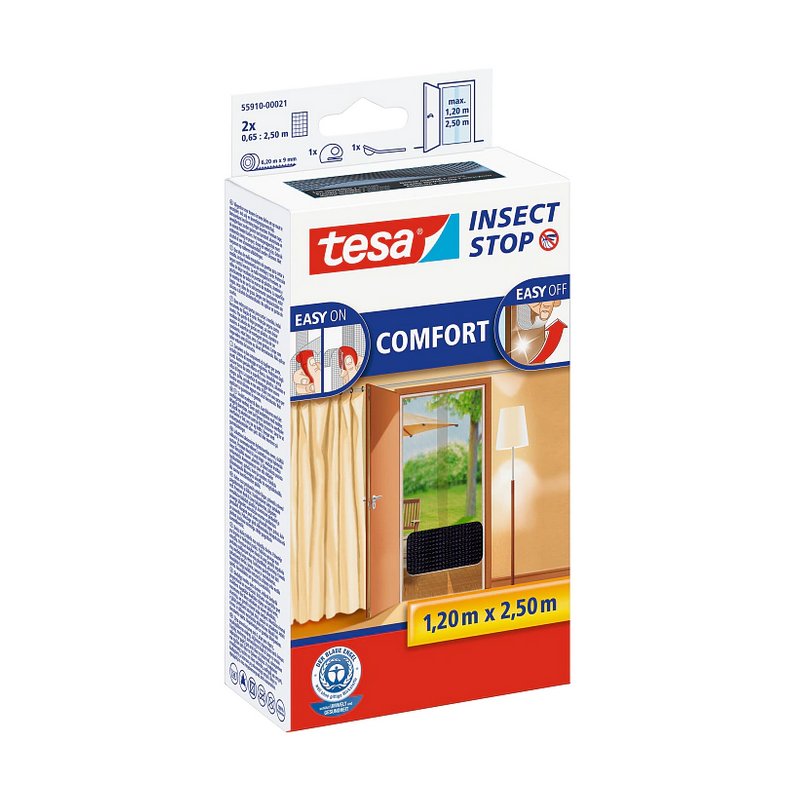 tesa moustiquaire COMFORT pour portes, anthracite, 2 × 0,65 m × 2,50 m, 2 pièces