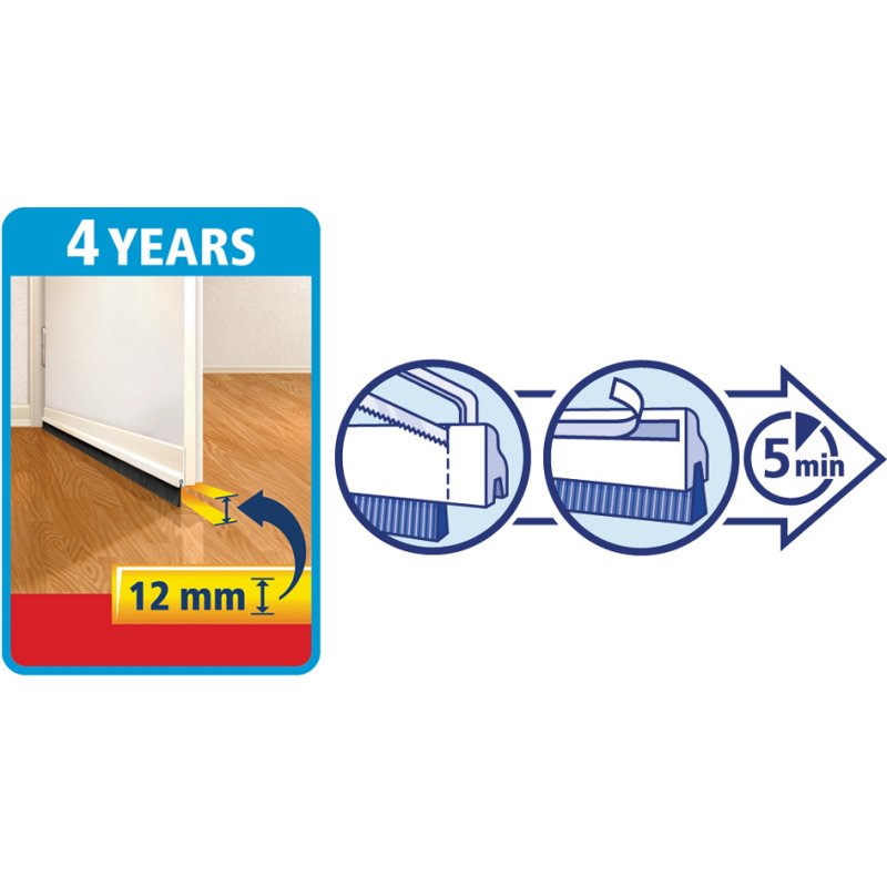 tesa Moll joint de porte transparent, 37 mm × 1 m, bord brosse