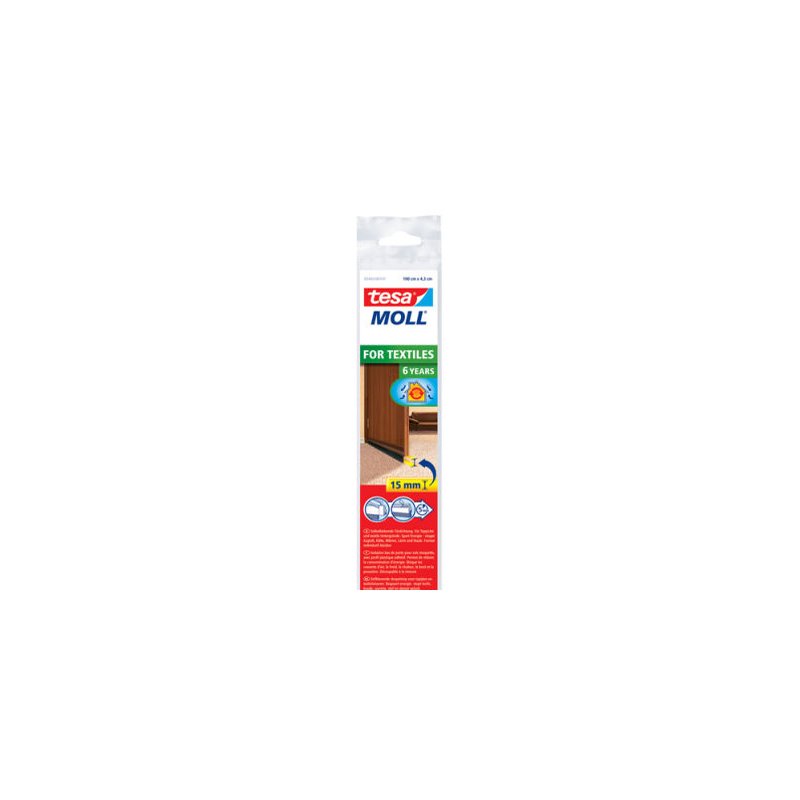 tesa Moll joint de porte, blanc, 43 mm × 1 m, avec brosse