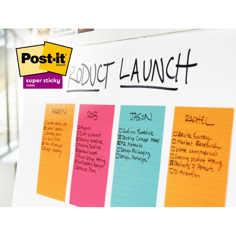 Post-it Super Sticky notes, ligné, 125×200 mm, vert et rose, 2 pièces