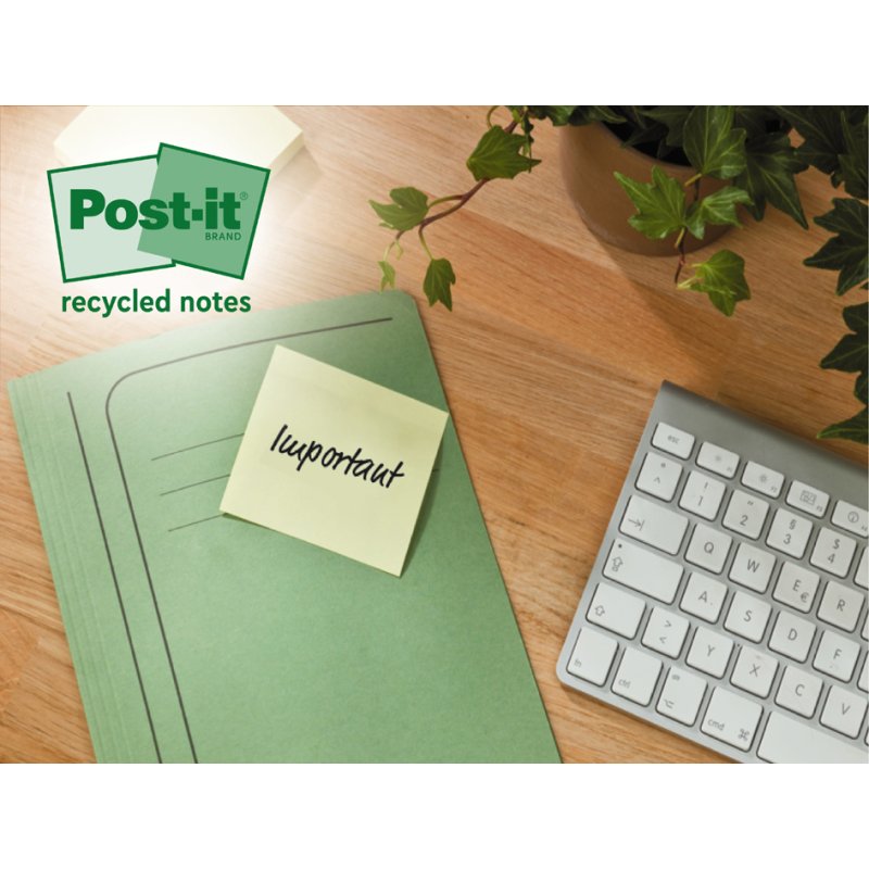 Post-it Notes autocollantes recyclées Z-Notes, 76×76 mm, jaune, 6 pièces