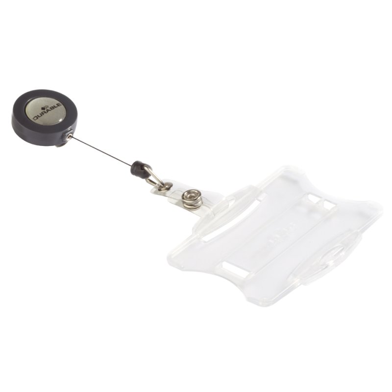 DURABLE naambordje met pasjeshouder, oprolmechanisme, 85 × 54 mm, 10 stuks