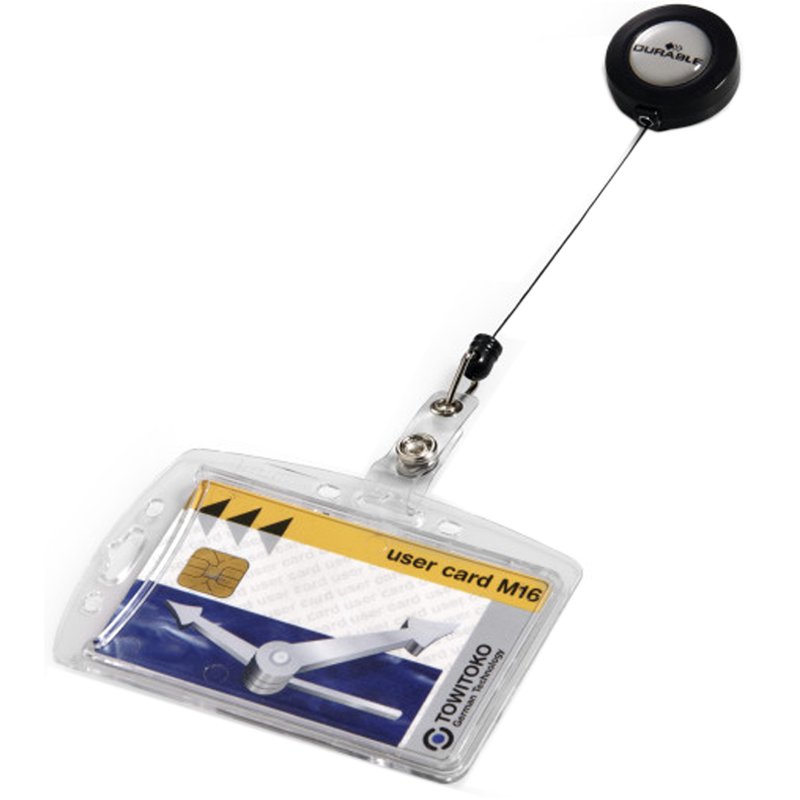 DURABLE badge avec porte-carte, mécanisme rétractable, 85 × 54 mm, 10 pièces