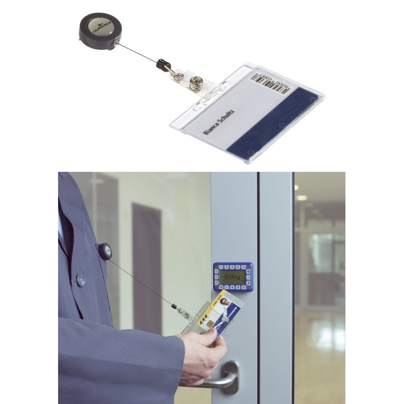 DURABLE badge avec porte-carte, mécanisme rétractable, 85 × 54 mm, 10 pièces