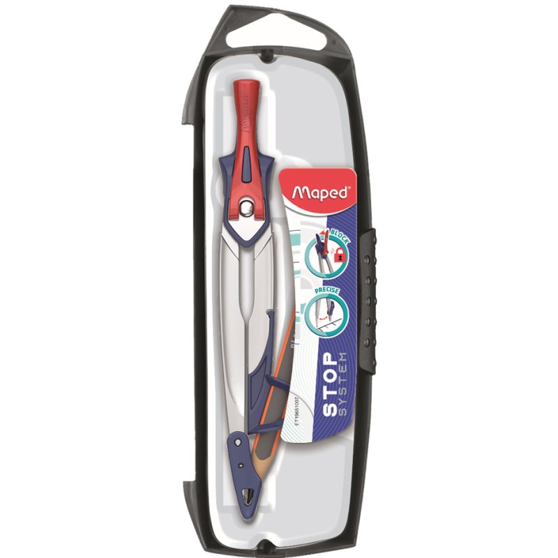 Maped compas avec système de verrouillage, bague adaptateur, assortiment couleurs