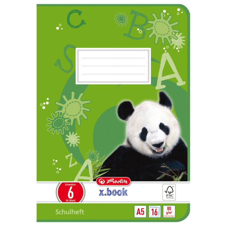 herlitz cahier scolaire x.boek A5, ligné avec marge, 16 pages