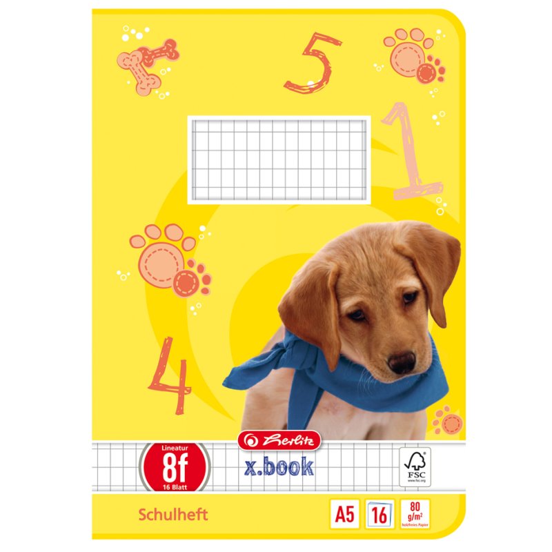 herlitz cahier scolaire x.boek A5, ligné avec marge, 16 pages