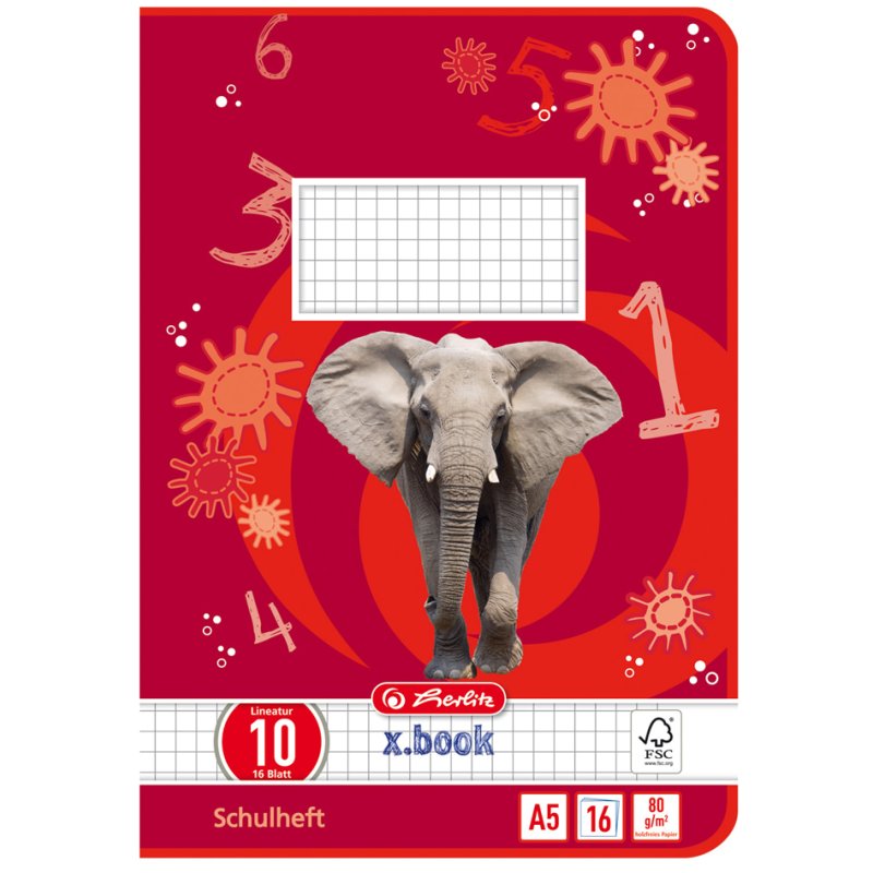 herlitz cahier scolaire x.boek A5, ligné avec marge, 16 pages