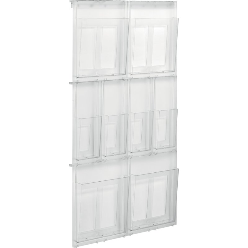 helit système de présentation murale the placativ, 4× A4 + 4× 1/3 A4, polystyrène, 568×54×978 mm
