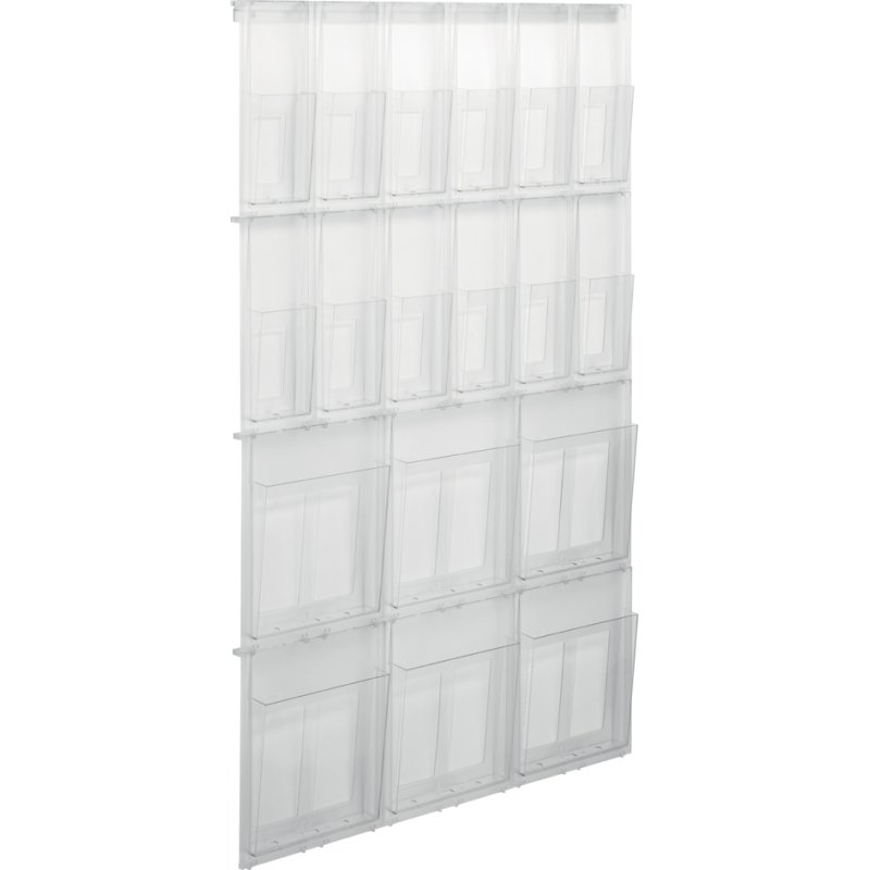 helit système de présentation murale the placativ, 4× A4 + 4× 1/3 A4, polystyrène, 568×54×978 mm
