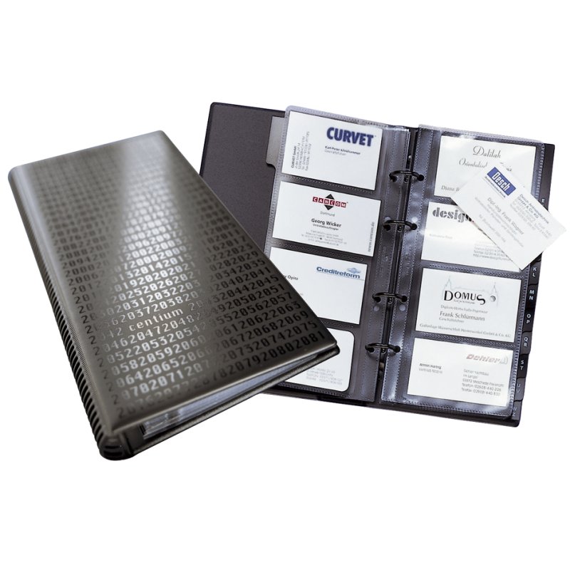 DURABLE classeur de cartes de visite VISIFIX centium, noir, 200 cartes, 4-anneaux