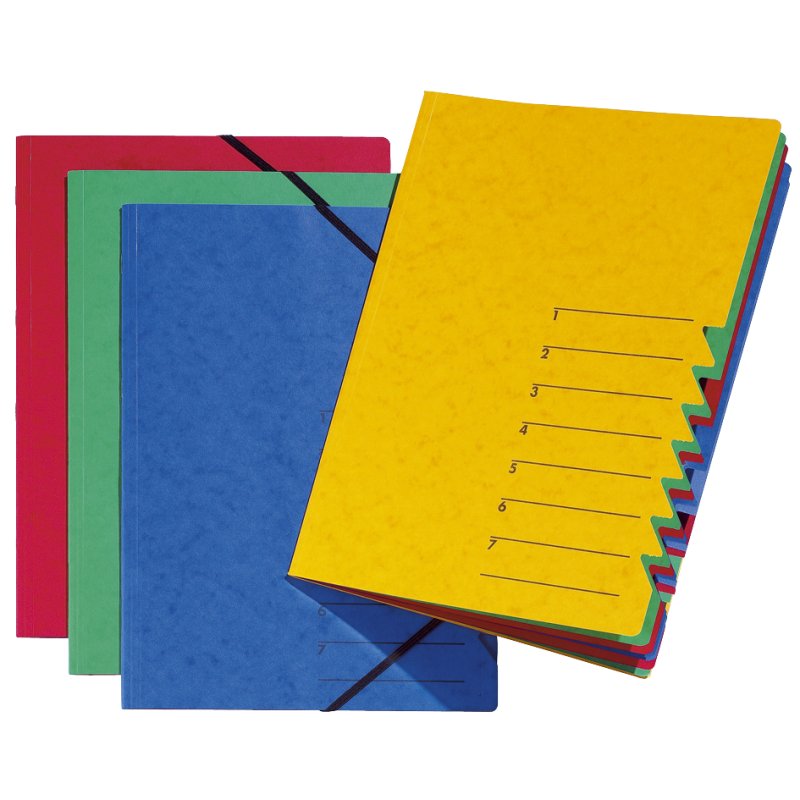 PAGNA chemise de classement A4, 7 compartiments, orange, avec élastique