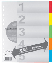 PAGNA kartonnen tabbladen A4, 12-delig, 6-kleuren, extra breed