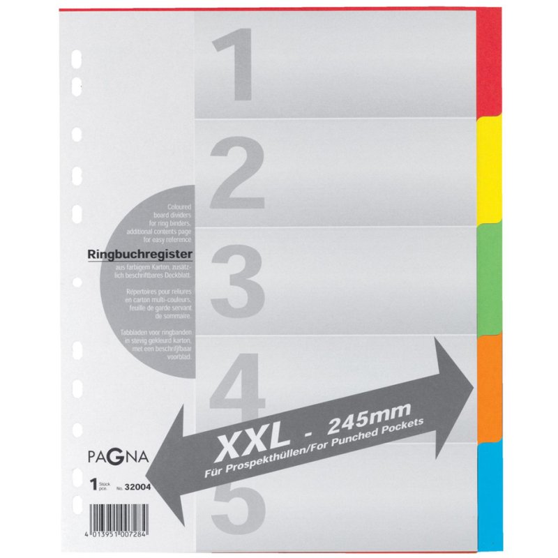 PAGNA intercalaires en carton A4, 6 parties, extra larges, 6 couleurs