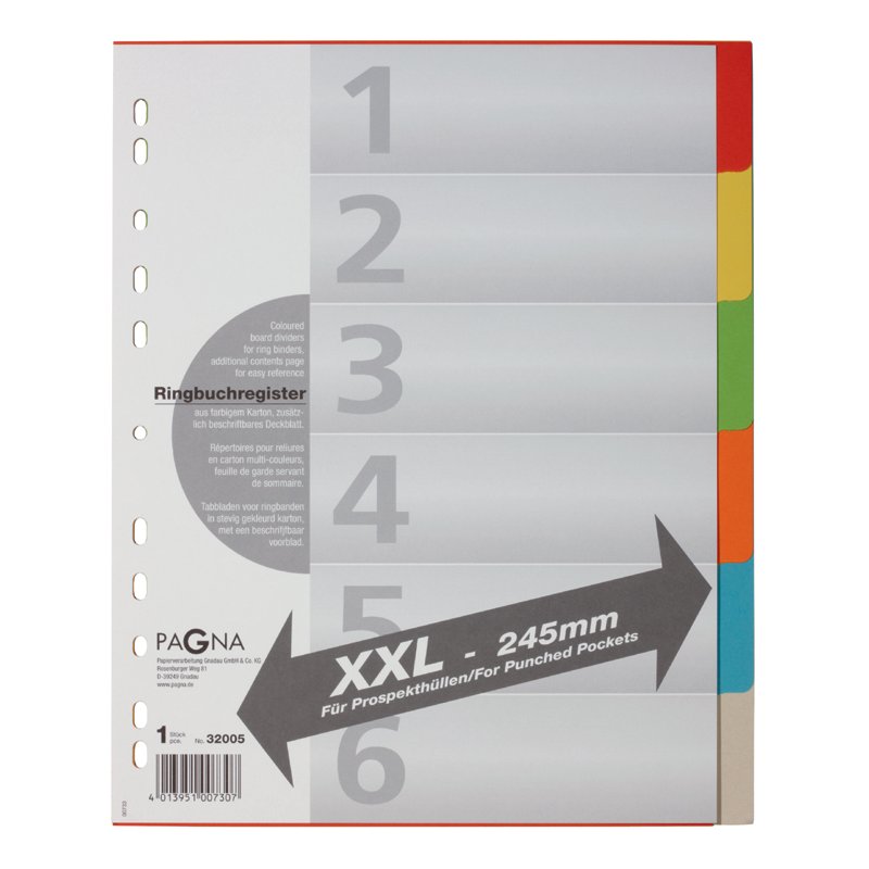 PAGNA intercalaires en carton A4, 6 parties, extra larges, 6 couleurs
