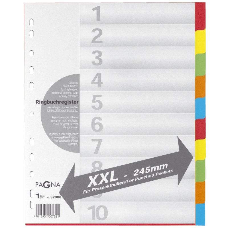 PAGNA intercalaires en carton A4, 6 parties, extra larges, 6 couleurs