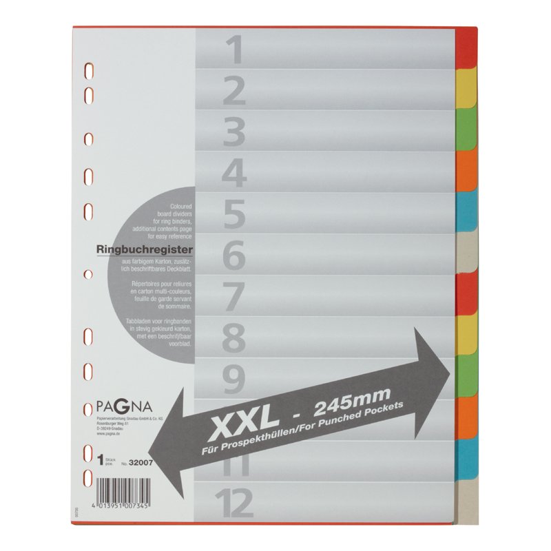 PAGNA intercalaires en carton A4, 6 parties, extra larges, 6 couleurs
