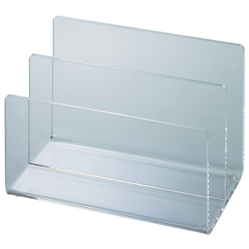 MAUL porte-cartes acrylique avec 2 compartiments, cristal clair, 153×99×100 mm