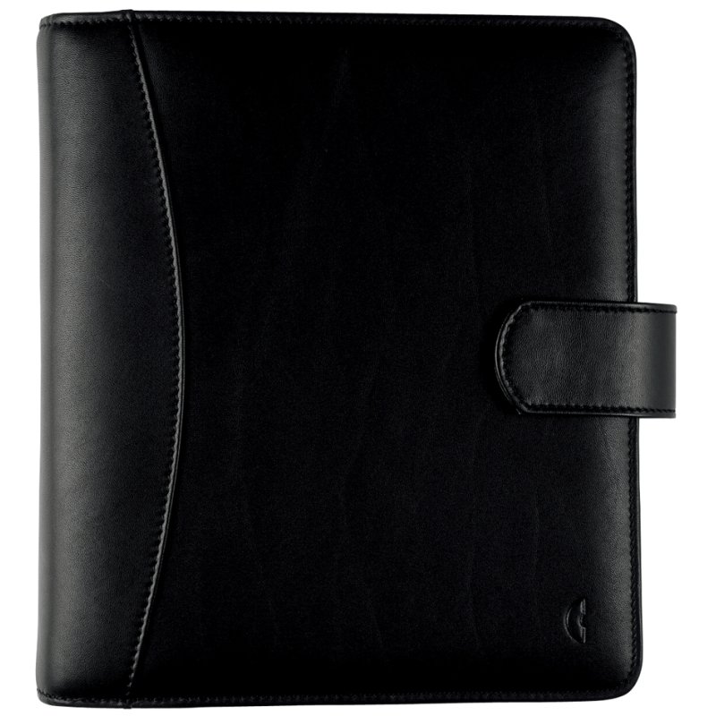 CHRONOPLAN agenda Standard A5 Compact, zwart, volledig rundleer, ringmechaniek