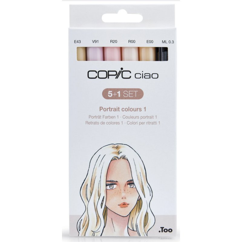 COPIC markers Ciao set Portrait 1, 5+1 pieces, alcohol-based