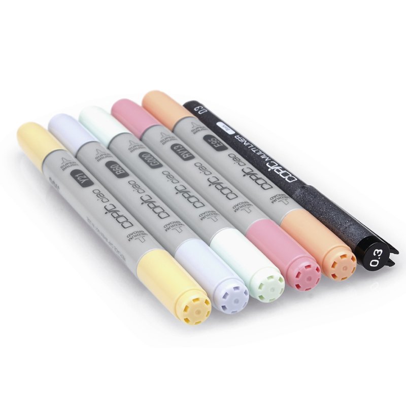 COPIC markers Ciao 5+1 set Pastels, alcohol-based, 5 markers + 0.3 mm multiliner