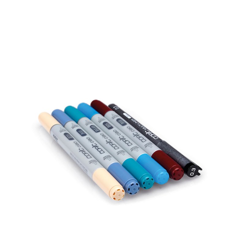 COPIC markers ciao set Manga 2, 5 marqueurs + multiliner 0,3 mm