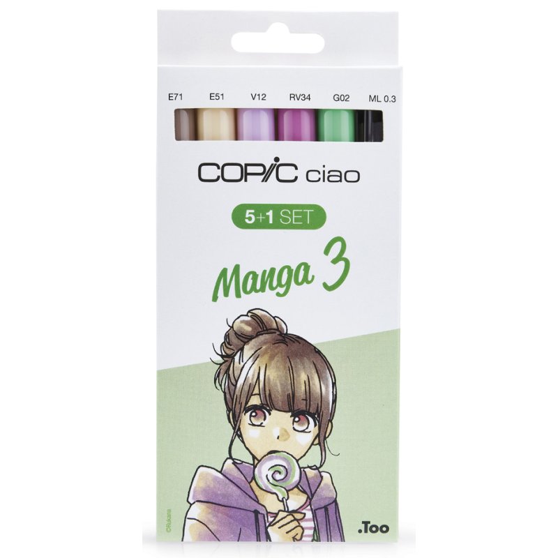 COPIC Marker Ciao set Manga 3, 5 markers + multiliner, alcohol-based