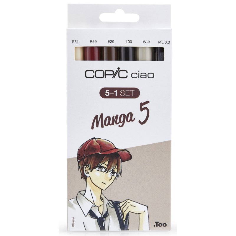 COPIC markers ciao set Manga 5, 5 marqueurs + multiliner, base alcool