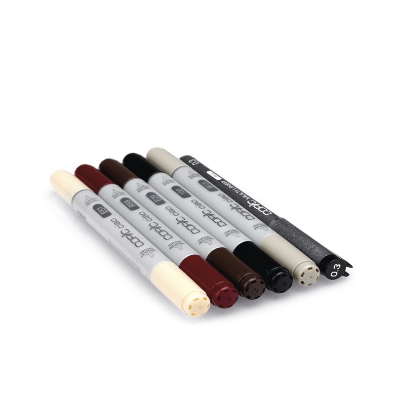 COPIC markers ciao set Manga 5, 5 marqueurs + multiliner, base alcool