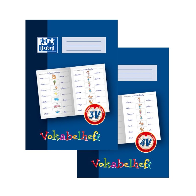 Oxford cahier de vocabulaire, type de lignes 4V, A4, 16 pages
