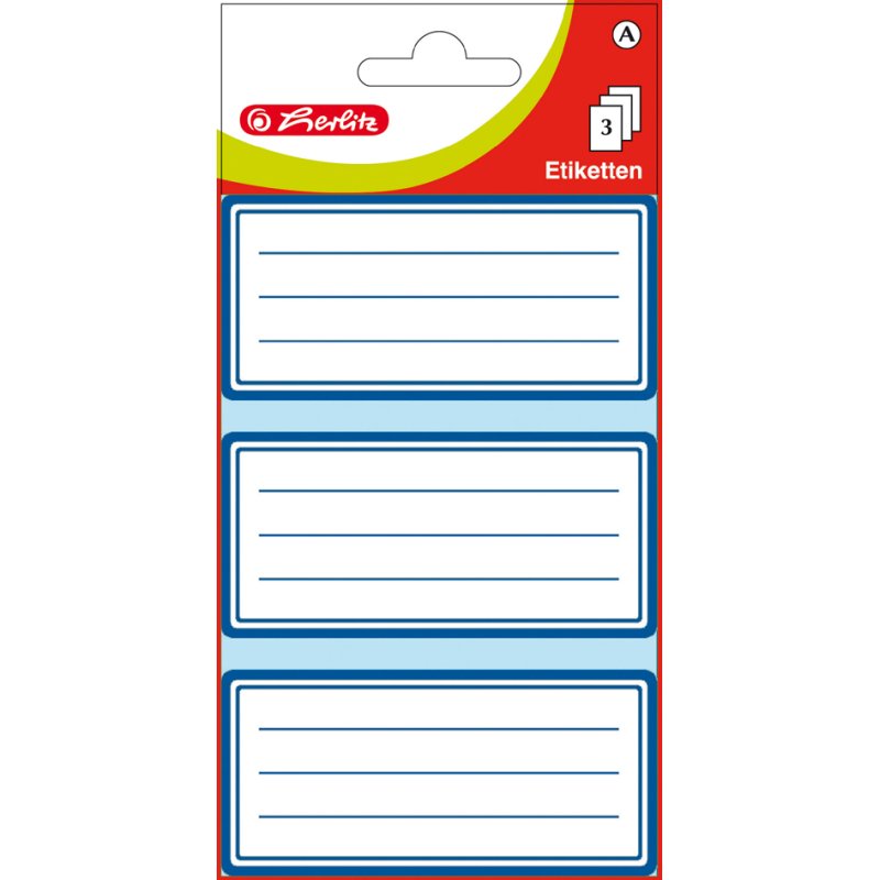 herlitz boeketikethouders, wit met blauwe rand, 68×37 mm, 9 stuks