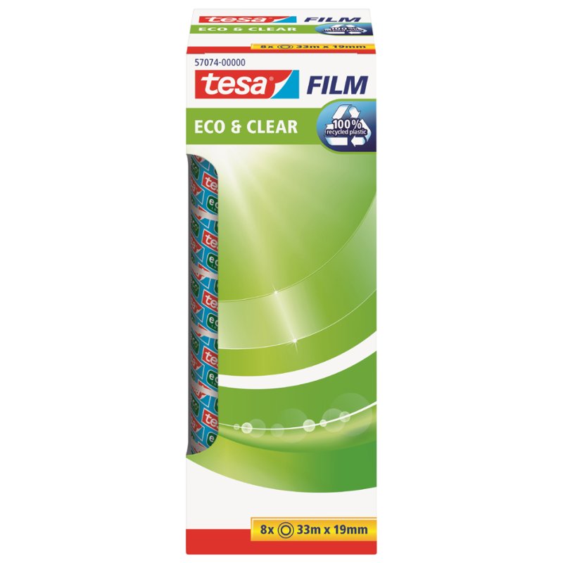tesa Eco & Clear ruban adhésif transparent, 15 mm × 10 m, 3 pièces