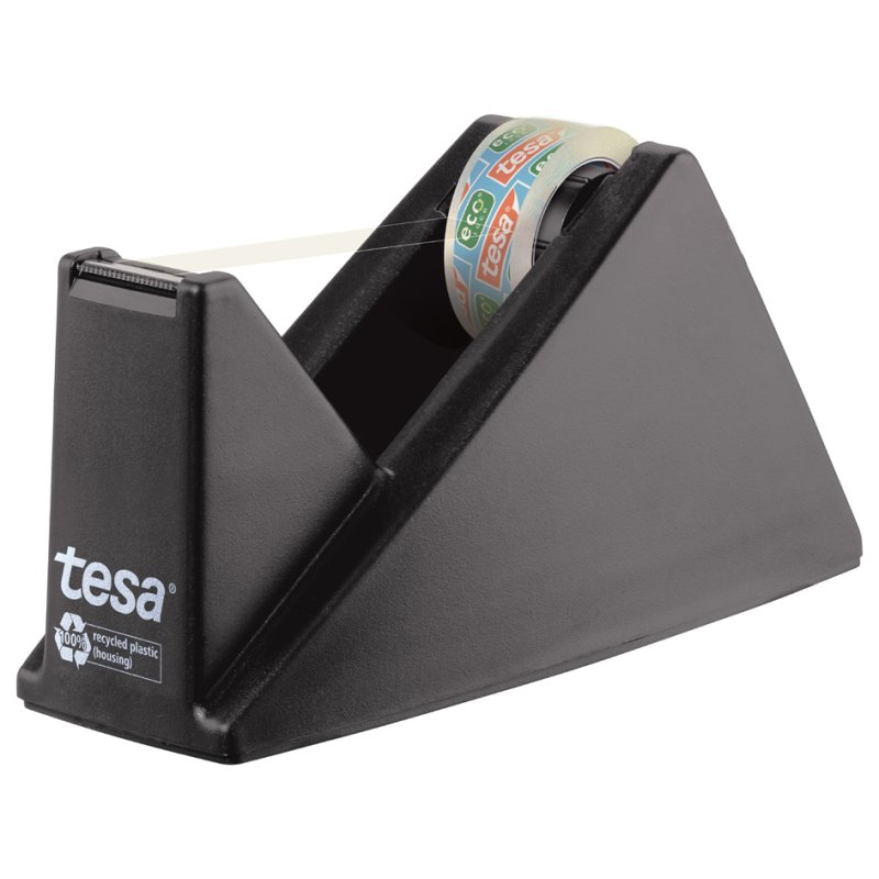 tesa tape dispenser black with eco tape, 15 mm × 10 m, value pack
