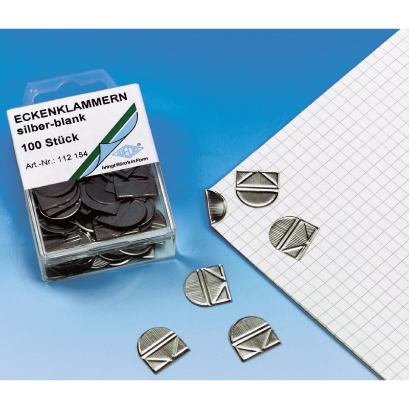WEDO pinces d'angle, métal brillant, 100 pièces