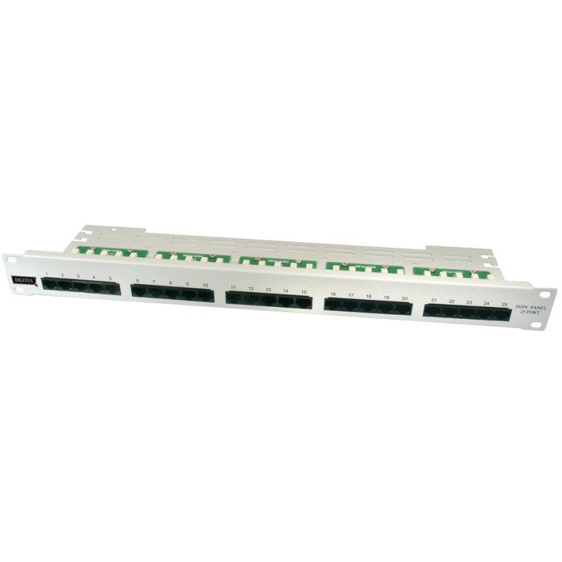 DIGITUS 19" ISDN patchpaneel categorie 3, 25 x RJ45-aansluitingen, 1 HE