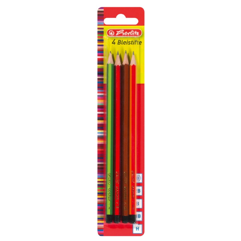 herlitz Scolair pencils, hexagonal, assorted, 4 pieces