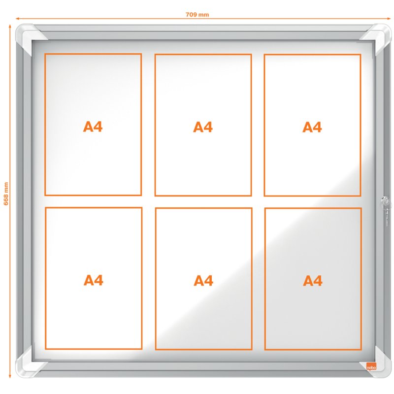 Vitrinekast Premium Plus, metalen achterwand, voor 8x A4-formaat