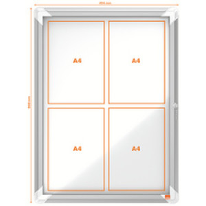 Nobo premium vitrinekast, metalen achterwand, formaat A4 viervoudig.