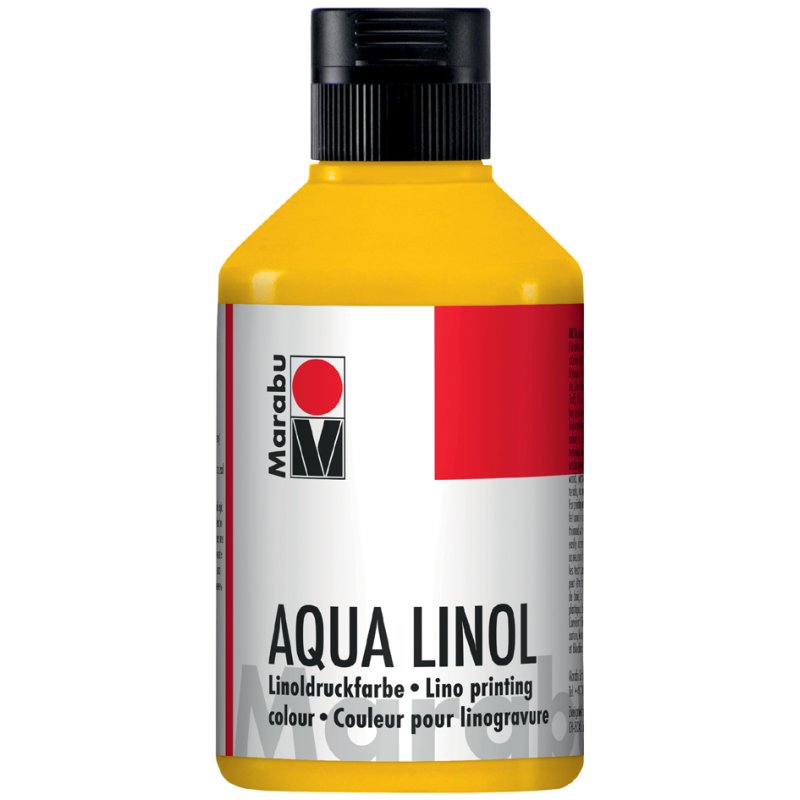 Marabu Aqua linoleumdrukverf, zwart, waterbasis, 250 ml