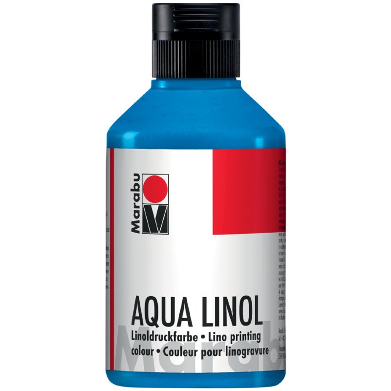 Marabu Aqua linoleumdrukverf, zwart, waterbasis, 250 ml