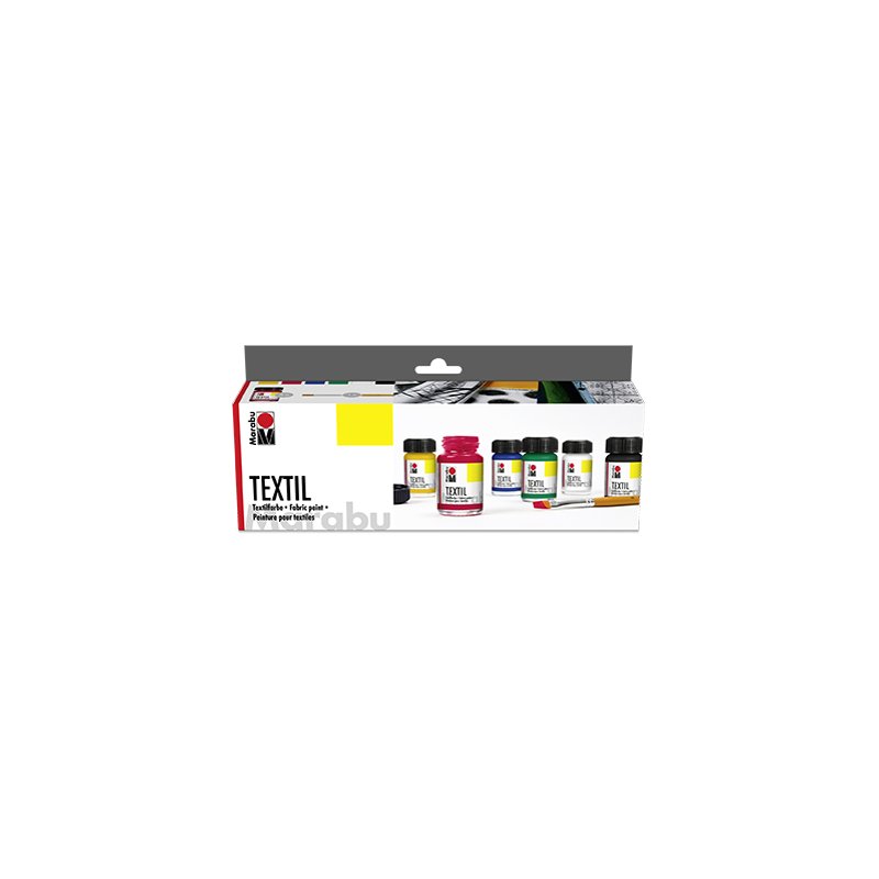 Marabu textielverf Textil startersset, waterbasis, 6 × 15 ml