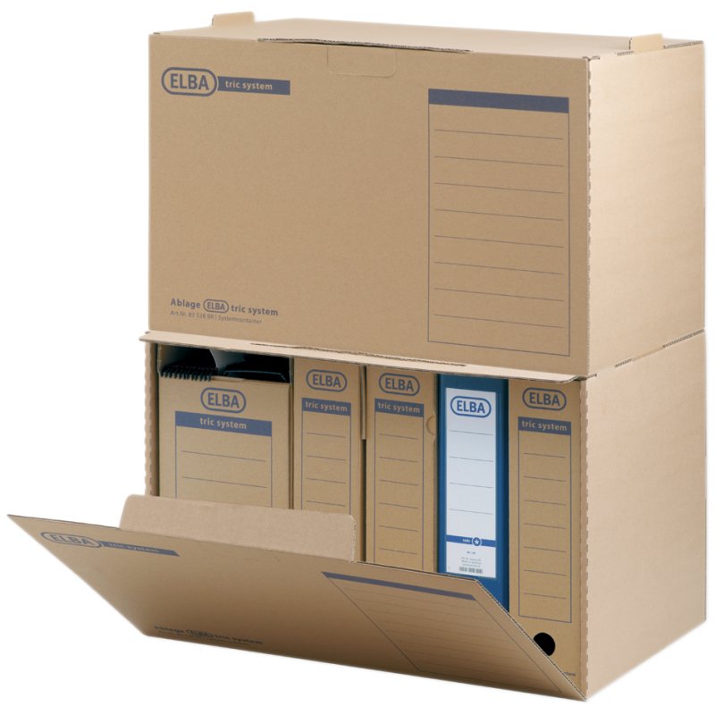 ELBA boîte d'archivage tric système, brun naturel, 350×492×319 mm, 5 pièces