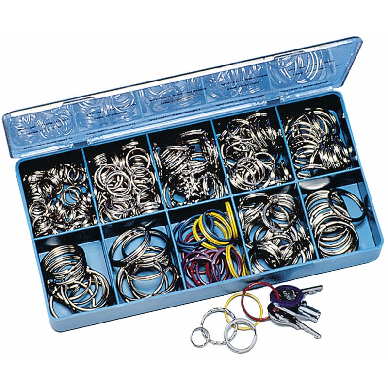 WEDO porte-clés métalliques, boîte d'assortiment, acier trempé, 300 pièces