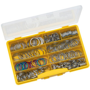 WEDO metalen sleutelringen, assortimentsbox, gehard staal, 300 stuks