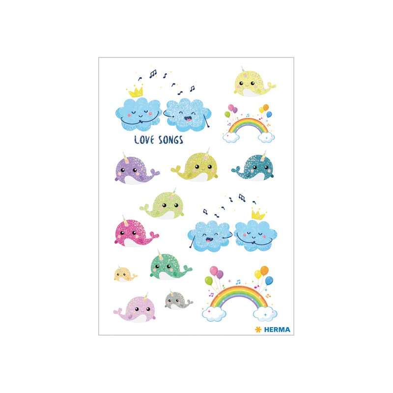 HERMA stickers Poissons, auto-adhésifs, papier, 3 feuilles à 14 pièces