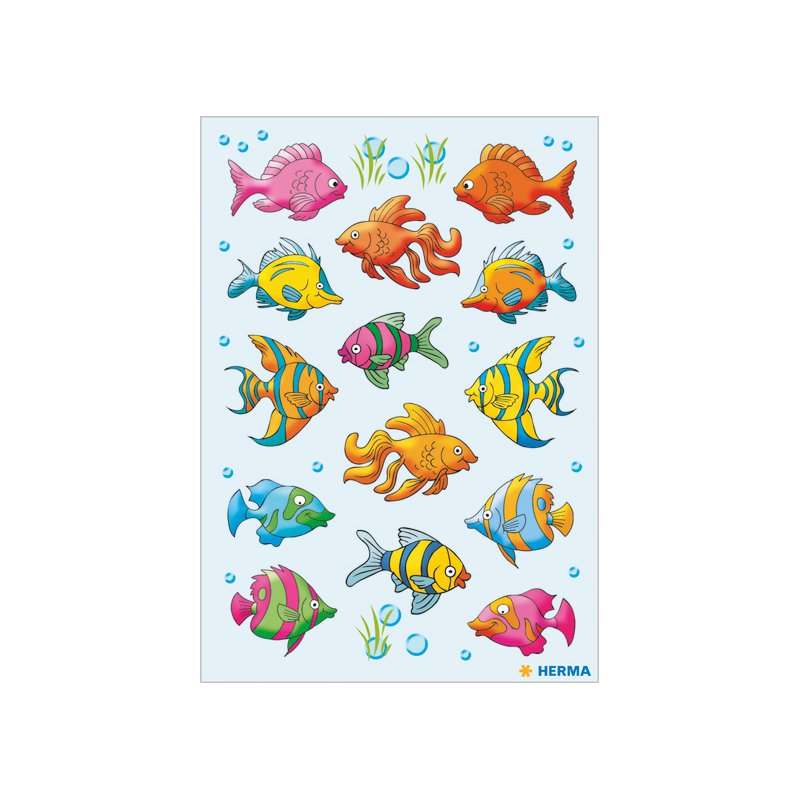 HERMA stickers Poissons, auto-adhésifs, papier, 3 feuilles à 14 pièces